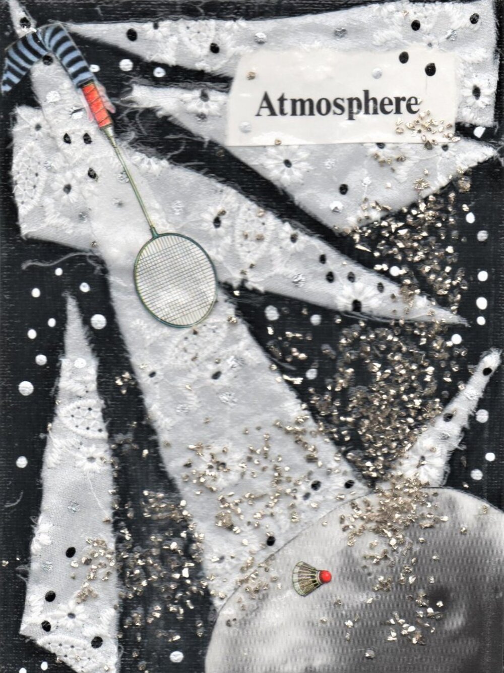 Original & unique collage on a 5 X 7 X 1/8 canva with metallic scraps